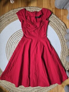 Stop Staring Red Fit-and-Flare Midi Dress Vintage Inspired Romantic Garden Party